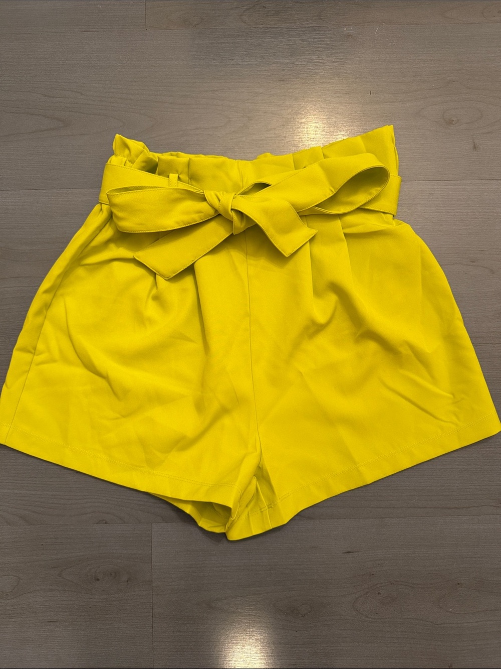 iris Yellow High-Waist Paperbag Tie Shorts